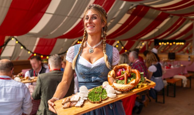 Men enjoying Oktoberfest in Munich Germany